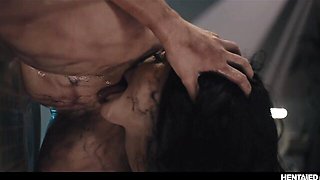 Charlotte Sins Wet Face Closeup With Dark Vein Makeup On White Pillow