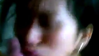 Asian College Girl Gives a Blowjob and Swallows