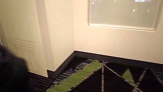 Naughty Latina in See-Through Dress Gives Blowjob & Gets Fucked Doggystyle in Public Hotel - Almost Caught!