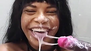 Naughty Student Fucks Her Throat in the Bathroom