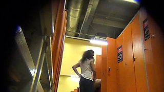 Girls caught on a spy camera in a locker room