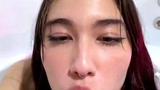 Independent Teen brunette girl toying pussy outdoor