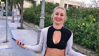 Amateur blonde paid money for anal sex in public