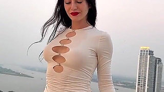 Outdoor Pussy Flashing, Pee in the Glass, Spit, Ahegao, Fake Cum on My Tits & Body