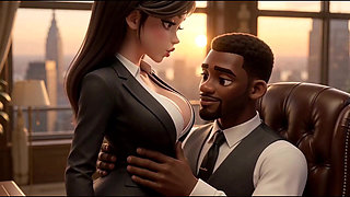 After Hours With the Boss , The secretary Came for the Job. He Came in Her Mouth.