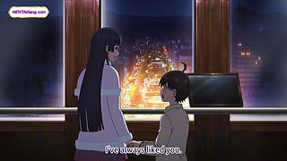 Tiny guy overwhelmed by tall athletic anime giantess babes