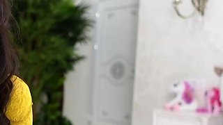 First time amateur brunette solo with dildo