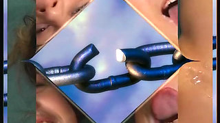 Busty babe gets banged and jizzed by a few horny guys