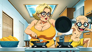 Hentai Granny Gets Double Hot Love for Breakfast