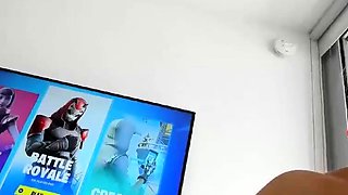 Vulva rubbing close up with blonde handling monster dildo