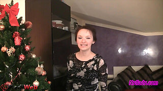 Nyllady Footplaying with a Phone Card in Patent Black Stockings