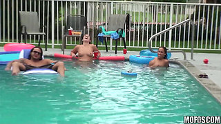 Real Slut Party - Sexy Sunni Mayweather & Bridgete Turn a Pool Party Into a Wild Hardcore 4some