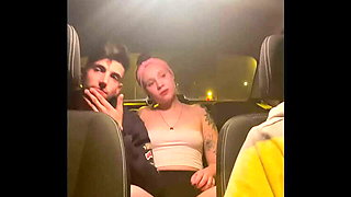 Amateur friends having sex in a taxi after a party: hidden camera real footage