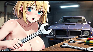 Funny Jokes and Boobs in Car Garage, Ai Animation