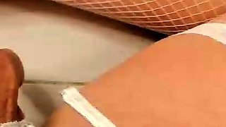 Big Tits Tranny Jerking her Big Hard Cock