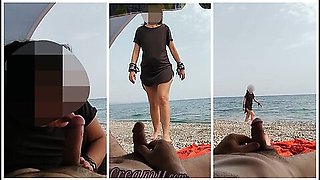 Dick Flash - A Girl Caught Me Jerking Off In Public Beach And Help Me Cum - Misscreamy
