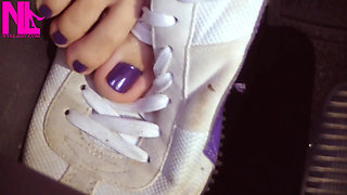 Barefoot Revving in Puma Sneakers