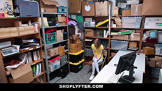 Tiny teen caught sneaking and stealing gets banged