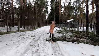 Nude Russian Girl with Tattoos in Abandoned Campsite