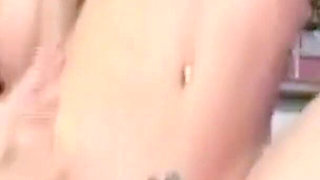 Blonde Skinny Teen Gets Fucked in Her Hairy Pussy by a Big Cock During a Threesome