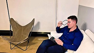 Curvy brunette maid seduces her employer and takes on his cock