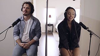 Amateur blonde and brunette lick each other