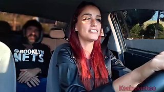 Redhead Driver Catches Passenger Jerking Off In Her Car - Public Handjob & Blowjob
