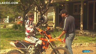 While In Nature The Blonde Spreads Her Cheeks And Takes His Big Cock In Missionary