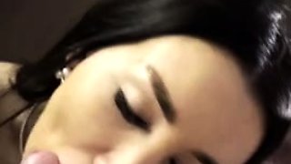 Extreme amateur pov blowjob by hot brunette latina