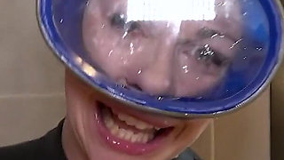 Flooded Mask Dishwashing in Wetsuit & Heels - Wet Mess Fun