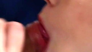 Super Sloppy Close up Blowjob with Facial From Sexy Redhead