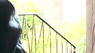 Making a guy suck my strapon outdoor