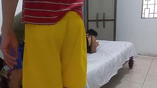 Homemade Threesome with Oil - Big Tits MILF Gets Oiled & Blowjob