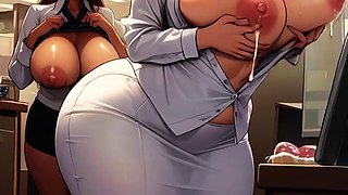 Lactating Secretaries Breastfeed Each Other At Work