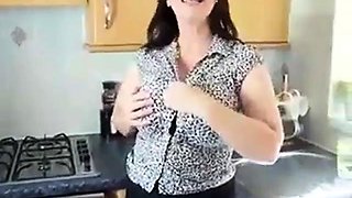 Big Breasted British Girl Cums In Kitchen