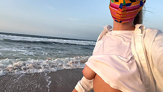 Blonde Amateur with Big Tits Is Walking Without a Bra