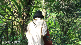 African girl in search of firewood in the bush got fuck by a bush man