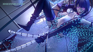 BDSM Babe Fucked Hard by Sex Machine (Animation)
