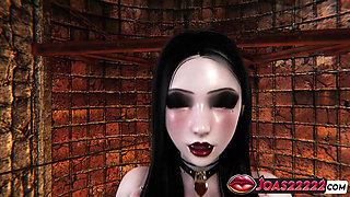 Goth Odette in the Dark Room - Pantyhose Standing Doggy Style & POV Cowgirl with Voluptuous Curves