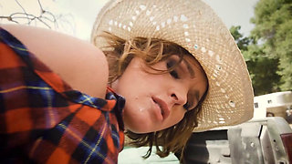 Cowgirl with a great body is anally fucked by a BWC