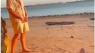 A Stranger Caught Me Masturbating At The Public Nudist Beach, I Sucked His Big Cock While I Got Off, My Husband Filmed! With Random Guy