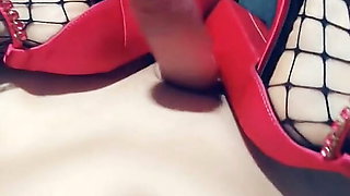 Shoejob cumshot on shoes red Heels