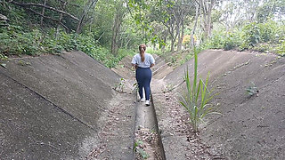 Chubby Latina Shows Her Ass and Tits Outdoors