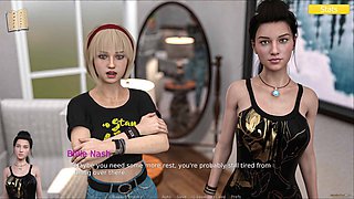 Big tits, visual novel, hot brunette