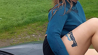 Public Self Pee on Bonnet of His Car