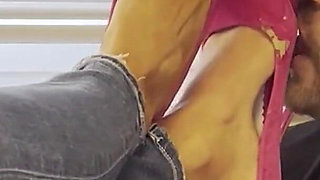 Pink High Heels Foot Worship - Valeria Night side View