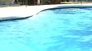 Hot Blonde Ally Ann POV Deepthroat Blowjob Facial by Pool