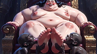 Obese SSBBW Queen Moaning While Slaves Worship Her Big Feet