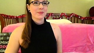 Kinky brunette wears stockings and masturbates rough