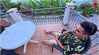 Exhibitionist Attracts A Nymphomaniac Passerby From His Terrace (anal, Super Cumshot)
